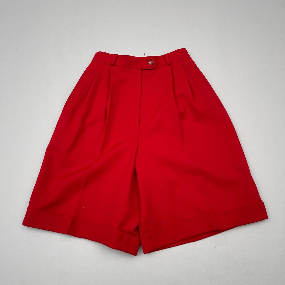 Austin Reed Vtg Shorts Women 2 Red Wool Tailored High Rise Pleated Front Golf